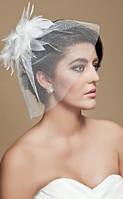 Gorgeous White Feather With Rhinestones/ Tulle Wedding Bridal Headpiece