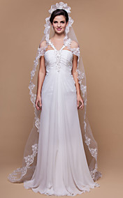 One-tier Chapel Wedding Veils With Scalloped/Lace Applique Edge (More Colors)