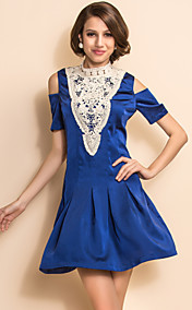 TS VINTAGE Lace Collar Off Shoulder Pleats Dress