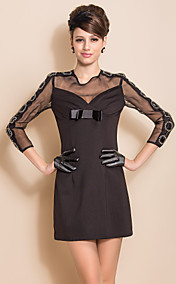 TS ronde hals Parels Op mouw Bow Slim Mesh Dress