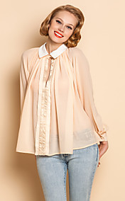 TS Pequeño desnudo Blusa de gasa solapa
