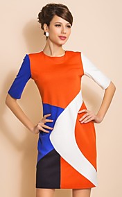TS Contrast Color Slim Fit Jersey Orange Dress