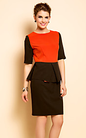 TS Sleeveless Color Block Gather Sheath Dress