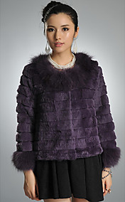 Wonderful Langærmet Fox Fur Collar Rabbit Fur Casual / Party Jacket (Flere farver)