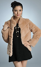 Langærmet Stående Collar Rex Rabbit Fur Casual / Party Jacket