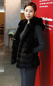 Chic sem mangas com capuz Collar Faux Fur Vest Casual / Festa (mais cores)