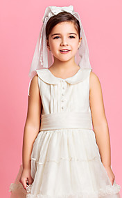 Two-tier Shoulder Wedding Flower Girl Veil With Lace/Satin Bow