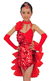 Rendimiento Spandex Ropa y Vestido de raso con lentejuelas de baile latino para niños más colores