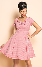 TS VINTAGE Rockabilly Girl Check Short Sleeve Dress