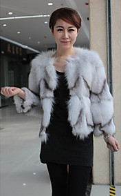 3/4 Sleeve Fox Fur Casual/Party Jacket
