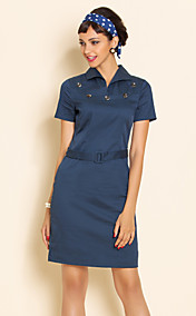 TS VINTAGE V Neck Belt Sheath Dress