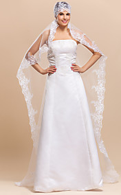 Un rang chapelle Tulle Voiles avec dentelle Applique bord