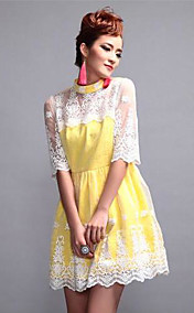 TS Lace Embroidery Half Sleeve Dress