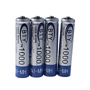 BTY 1000mAh Ni-MH Rechargeable AAA Batteries (4-Pack)