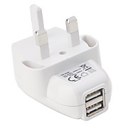  Dual UK USB Mains Charger for iPad/iPad 2/iPhone/iPod (White)