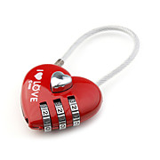  Heart-Shaped 3-Digit Luggage  Padlock (Red)