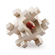  Square Wooden Pull-Apart IQ Puzzle with A Red Ball Inside