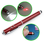  3-in-1 Touchscreen Stylus + Red Laser Pointer + LED Flashlight for iPad, iPhone, P1000 and Playbook (Red)