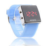  Silicone Band Women Men Unisex Jelly Sport Style Square LED Wrist Watch - Light Blue