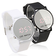  Pair of Sports Style Red LED Jelly Wrist Watches - Black & White