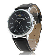  Japan PC Movement Silver Shell Black Dial Black Genuine Leather Watch