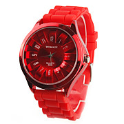  Chrysanthemum Shaped Metal Dial Design Quartz Unisex Wrist Watch - Red