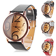  Men's and Women's PU Analog Quartz Wrist Watch with Large Scale (Assorted Colors)