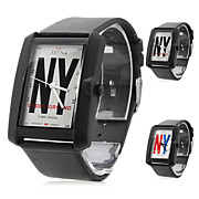  Unisex Leather Analog Quartz Wrist Watch 2354J (Black)