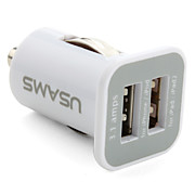  Dual-port USB Car Charger for iPhones and iPads (White)