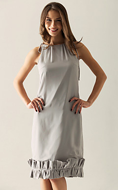 Sheath/ Column Bateau Knee-length Chiffon Over Elastic Satin Bridesmaid/ Wedding Party Dress