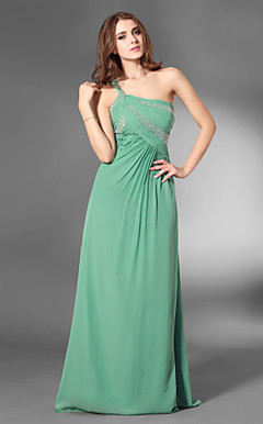 Sheath/Column One Shoulder Floor-length Chiffon Evening Dress