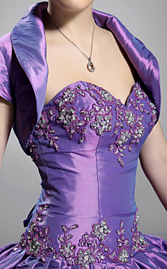 Short Sleeves Taffeta Bridal Jacket/ Wedding Wrap