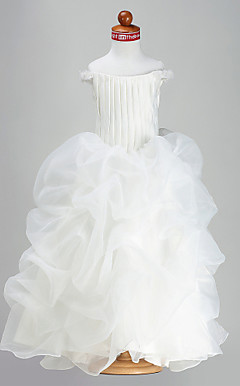 Ball Gown Straps Off-the-shoulder Floor-length Organza Satin Flower Girl Dress
