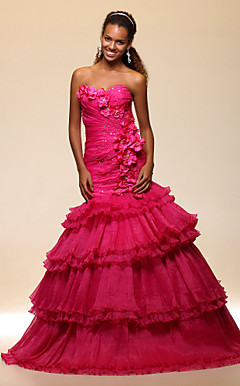 SARISHA - Vestido de Festa em Organza e Cetim