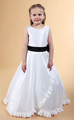 Ball Gown Jewel Floor-length Taffeta Flower Girl Dress