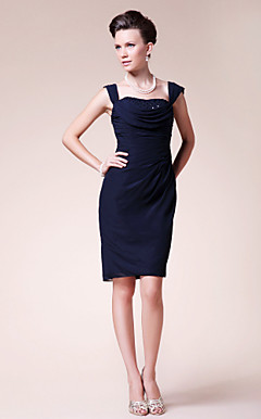 Sheath/ Column Straps Knee-length Chiffon Mother of the Bride Dress