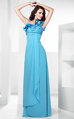 Sheath/Column One Shoulder Empire Floor-length Chiffon Evening Dress