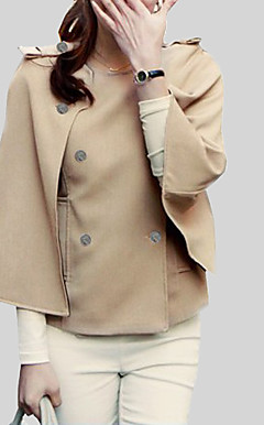 Long Sleeve Imitation Cashmere With Button Office/Career Jacket/Coat
