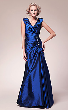 Trumpet/Mermaid V-neck Floor-length Taffeta Mother of the Bride Dress