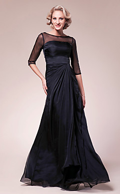 A-line Bateau Floor-length Chiffon Mother of the Bride Dress