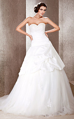 Ball Gown Sweetheart Chapel Train Taffeta Pick-Ups Wedding Dress