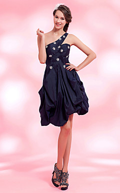 A-line One Shoulder Asymmetrical Taffeta Cocktail Dress