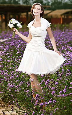 A-line Halter Short/Mini Taffeta Chiffon Lace Wedding Dress