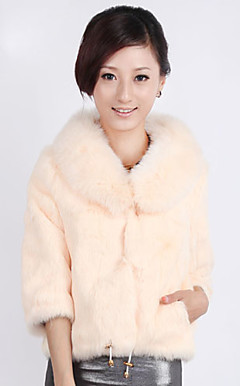 Shawl Collar 3/4 Sleeve Rabbit Fur Wedding Jacket With Belt (More Colors)