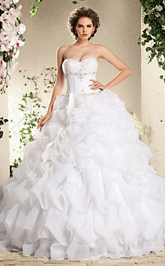 Gorgeous Organza Sweetheart Ruffled Ball Gown Wedding Dress