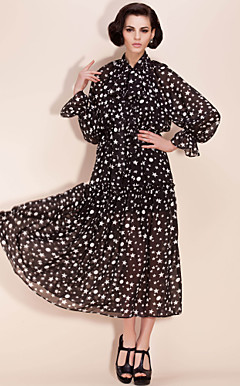 ts Star Print chiffon lantaarn mouw maxi jurk (meer kleuren)