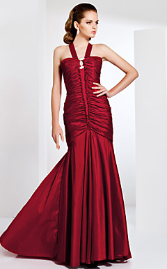 Trumpet / Mermaid Straps Sweep / Brush Train Taffeta Evening Dress