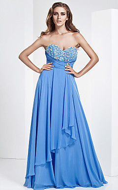A-Line Sweetheart pavimento-lunghezza abito da sera in chiffon