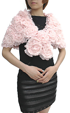Rabbit Fur / Chiffon With Flowers Party / Evening Shawl / Wrap (More Colors)