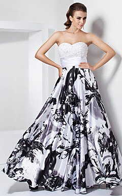 A-line Sweetheart  Floor-length Stretch Satin Evening Dress